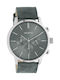 Oozoo Watch Chronograph Battery with Gray Leather Strap