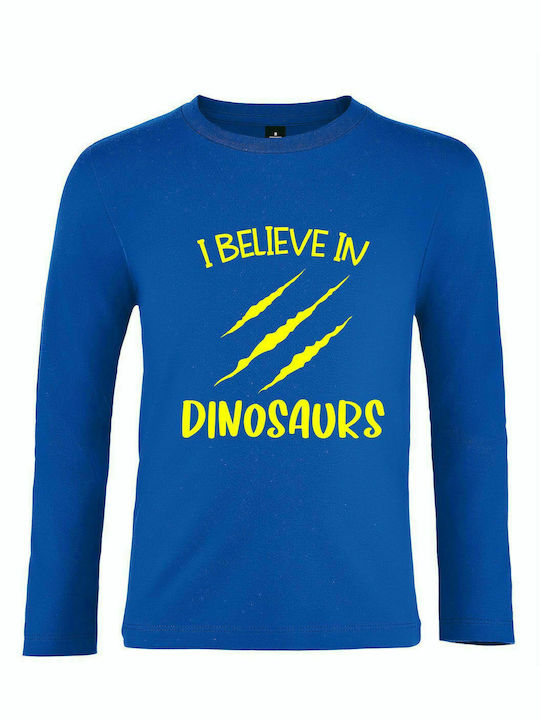 Παιδικό Μακρυμάνικο " I Believe In Dinosaurs ", Royal Blue