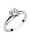 18K White gold solitaire ring with moisanite