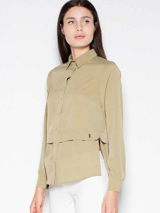 Venaton Women's Monochrome Long Sleeve Shirt Khaki