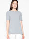 Venaton Short Sleeve Women's Summer Blouse Gray