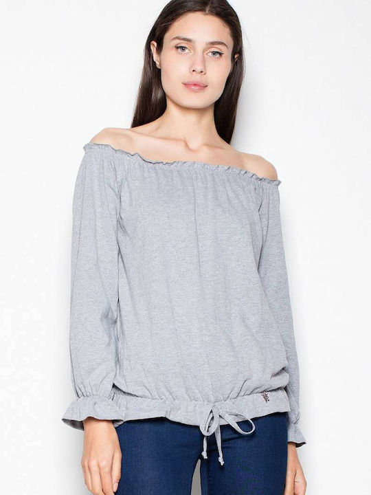 Venaton Long Sleeve Women's Blouse Gray