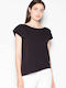 Venaton Short Sleeve Women's Summer Blouse Black