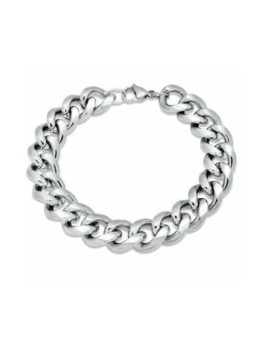 Clean Cubana Silver Bracelet 13MM Βραχιόλι από ανοξείδωτο ατσάλι 316L 23-24 cm