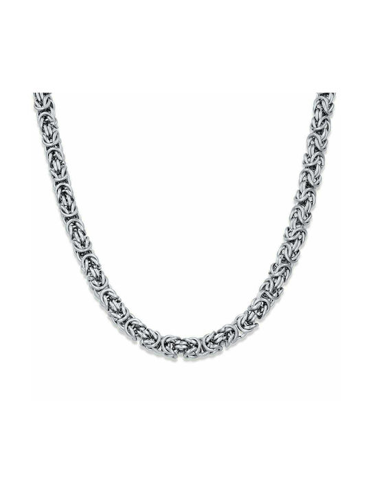 Byzantine Chain Silver 6MM Stainless steel neck chain 316L 40 cm