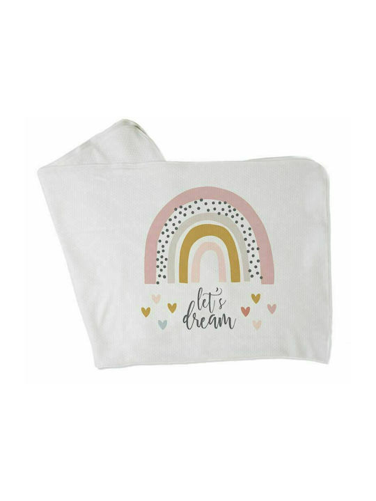 Bonjour Bebe Pique Swaddle Blanket Rainbow White 75x75cm