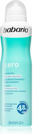 Babaria Cero 0% Aluminium Deodorant 48h Deodorant 48h Spray Fără Aluminiu 200ml