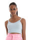 Guess Damen Sommer Crop Top Ärmellos Hellblau