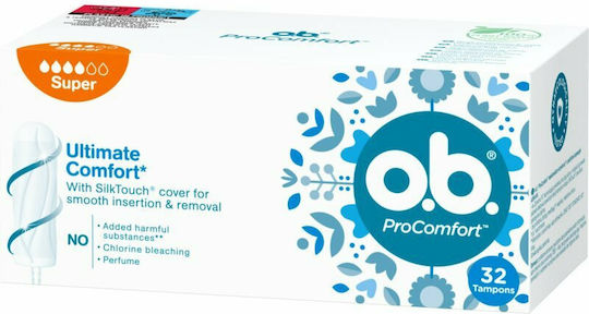 O.B. Tampoane Ultimate Comfort pentru Flux Abundent 32buc