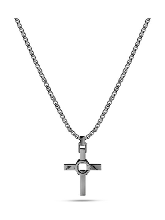 Police Black Men's Cross from Steel with Chain ...