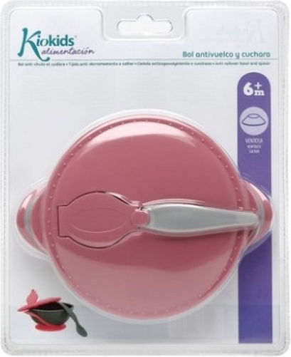 Kiokids Παιδικό Σετ Φαγητοδοχείου από Πλαστικό Ροζ 2τμχ