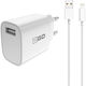 2GO Φορτιστής με Θύρα USB-A και Καλώδιο Lightning Λευκός (797253)