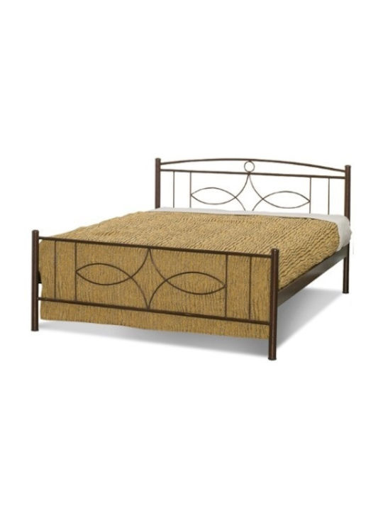 Κρεβάτι μεταλλικό διπλό Σέριφος με στρώμα ΜORFEAS 140x190cm Χαλκόμαυρο
