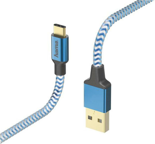 HAMA Geflochten USB 2.0 Kabel USB-C männlich - USB-A Blau 1.5m (00178295)