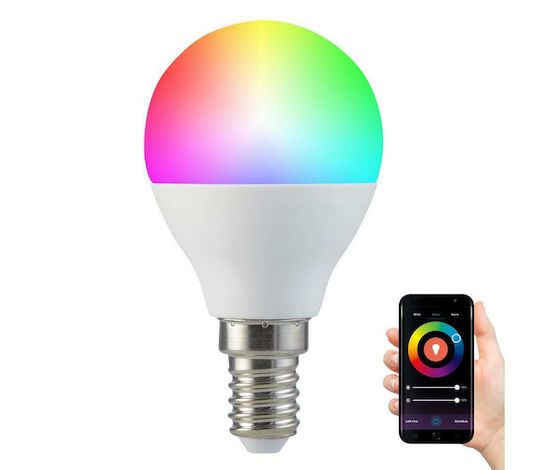 Polux Smart Lampe LED 5.5W für Fassung E14 und Form G45 RGB 470lm Dimmbar