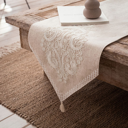 Gofis Home Ράνερ με Κέντημα Althea 304 Linen 40x160εκ.