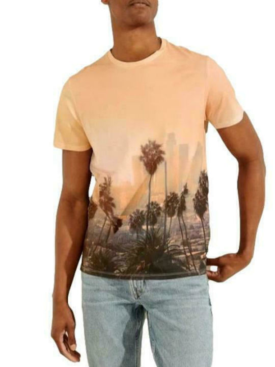 Guess Sunset T-shirt Bărbătesc cu Mânecă Scurtă Portocaliu
