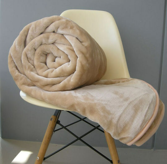 Flamingo Samtige Übergröße Decke 220x240cm Beige