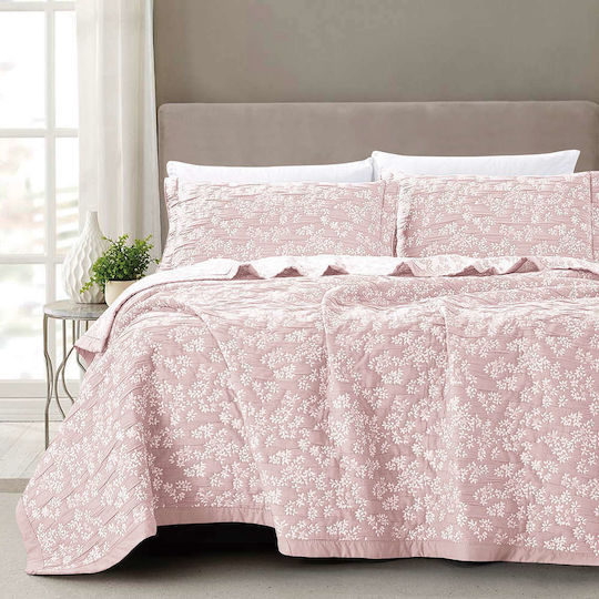 Borea Cherry Κουβέρτα Πικέ Υπέρδιπλη 230x245εκ. Ροζέ