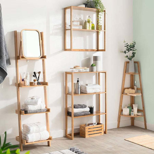 5Five 174519 Corner Floor Bathroom Shelf Bamboo with 3 Shelves 31.9x31.9x103cm Brown