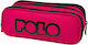Polo Fabric Pencil Case Triple Pink with 2 Compartments Fuchsia