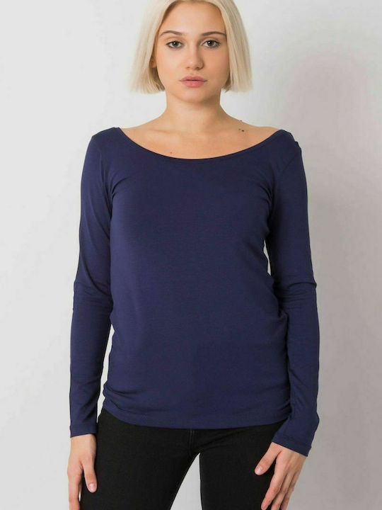 Fancy Women's Blouse Long Sleeve Navy Blue