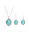 Vintage, Boho necklace and earrings set in oval shape with turquoise stones S23.