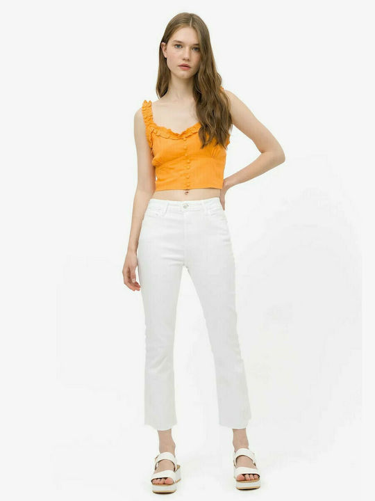 TIFFOSI HIGH WASTE CROPPED FLARE JEANS WHITE