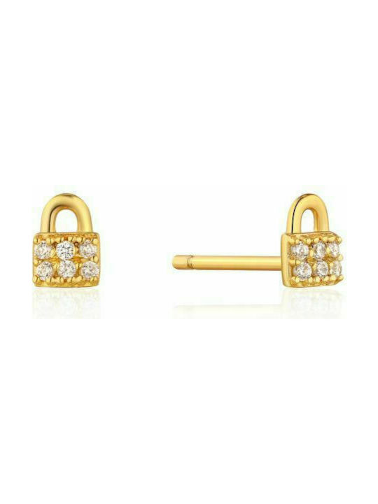 Ania Haie Padlock Earrings made of Silver Gold Plated with Stones