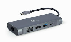Gembird Stație de andocare cu USB-C HDMI 4K PD Ethernet (A-CM-COMBO7-01)