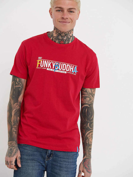 Funky Buddha Herren T-Shirt Kurzarm Rot