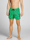 Crete Men's Swimwear Shorts Green with Patterns
