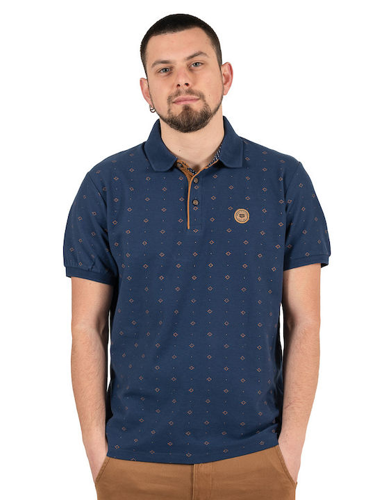 Double S Ανδρικό T-shirt Polo Navy Μπλε