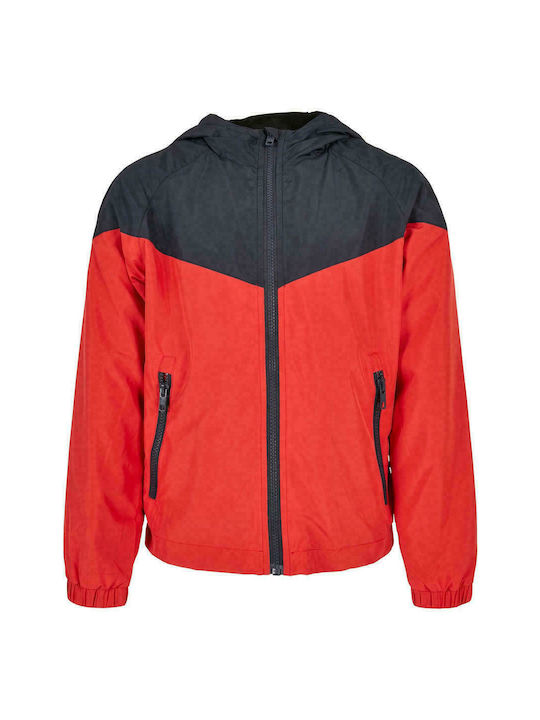 Urban Classics Kids Sports Jacket short Windproof Hooded Red