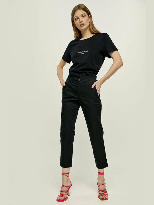 Edward Jeans Jovita Γυναικείο T-shirt Μαύρο με Στάμπα