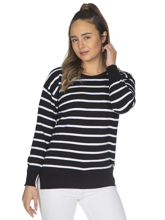 Striped blouse with organic cotton - Black 2225R1