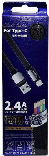 Remax Platinum Pro RC-154A Редовна USB 2.0 Кабел USB-C мъжки - USB-A мъжки Черен 1м