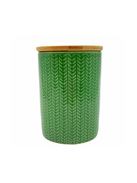 Etoile Nature Coffee Vase with Lid made of Porcelain Green 11x11x15cm