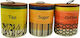 Etoile Nature Set of 3 Ceramic Food Jars for Sugar Coffee and Tea with Lid 12x12x14cm