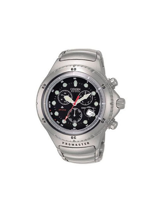 Citizen Promaster Uhr Chronograph Eco - Antrieb mit Silber Keramikarmband