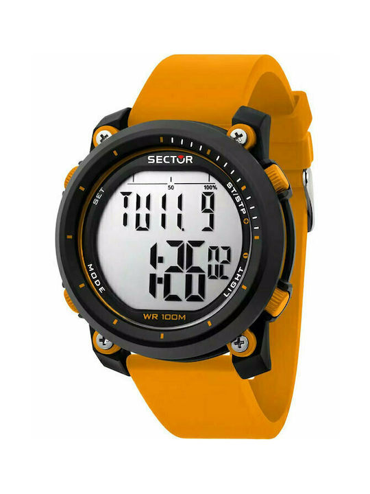 Sector Ex-38 Ψηφιακό Ρολόι Χρονογράφος Μπαταρίας με Καουτσούκ Λουράκι σε Πορτοκαλί χρώμα
