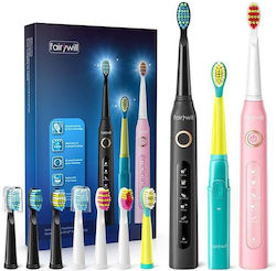 FairyWill Family Bundle Electric Toothbrush with Timer Black, Pink & Aqua