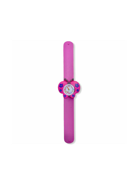 Mood Makers Kids Analog Watch Πεταλούδα with Rubber/Plastic Strap Fuchsia