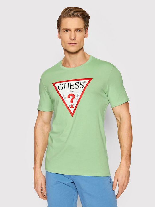Guess Ανδρικό T-shirt Πράσινο με Λογότυπο
