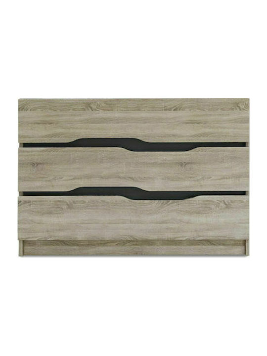 Αφροδίτη Wooden Chest of Drawers with 3 Drawers Sonoma - Γκρι Σκούρο 100x38.5x71cm