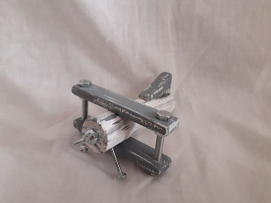 Kapadakis Wood Art Античен Декоративен самолет Дърво Grey 10x6x10см 1бр