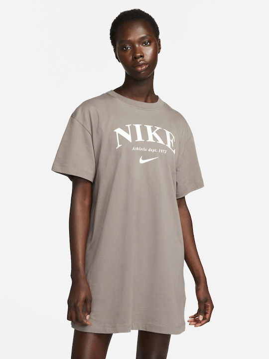 Summer Mini Athletic Dress T-Shirt Short Sleeve Grey