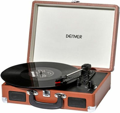 Denver 220694 Suitcase Turntables with Preamp and Built-in Speakers Brown