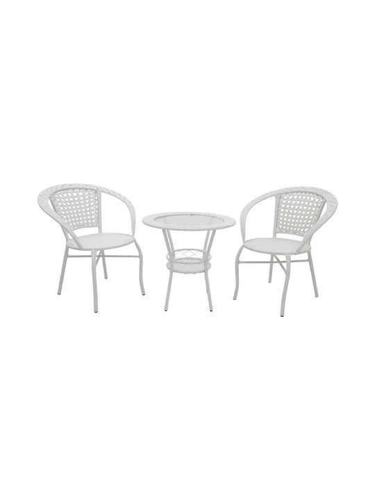 Outdoor Living Room Set for Small Spaces Saylor White 3pcs