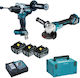 Makita DLX2435TJ Set Angle Wheel & Drill Driver 18V with 3 Batteries 5Ah and Case